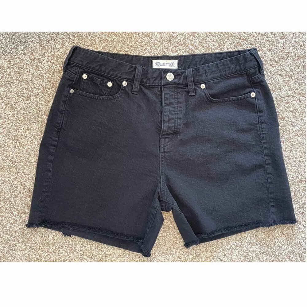 Madewell Button Fly Black Fringe Jean Short Size 29